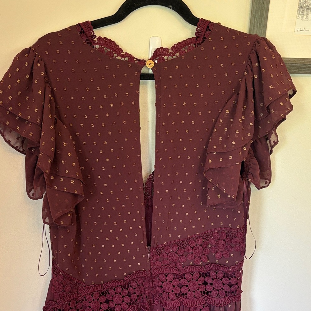Free People Wine Red Polka Dot Maxi Dress - Picture 6 of 15